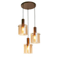 Sweden 3Lt Multi-Drop Pendant - Mocha Metal & Amber Glass - Comet Lighting