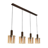 Sweden 4Lt Bar Pendant - Mocha Metal & Amber Glass - Comet Lighting