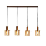 Sweden 4Lt Bar Pendant - Mocha Metal & Amber Glass - Comet Lighting