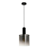 Sweden Pendant - Matt Black Metal & Smoked Ombre Glass - Comet Lighting