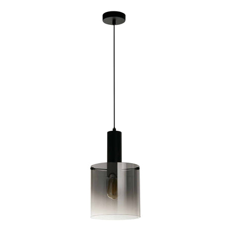 Sweden Pendant - Matt Black Metal & Smoked Ombre Glass - Comet Lighting