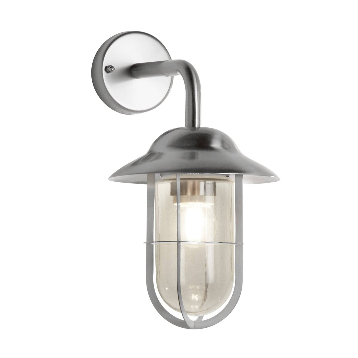 Toronto Outdoor Wall Light- Satin Silver Metal & Clear Glass - Comet Lighting