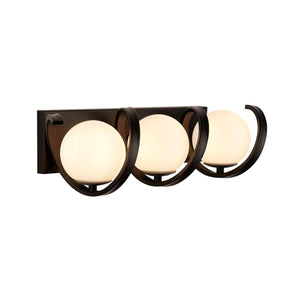 Twister 3Lt Wall Light - Black Metal & Opal - Comet Lighting