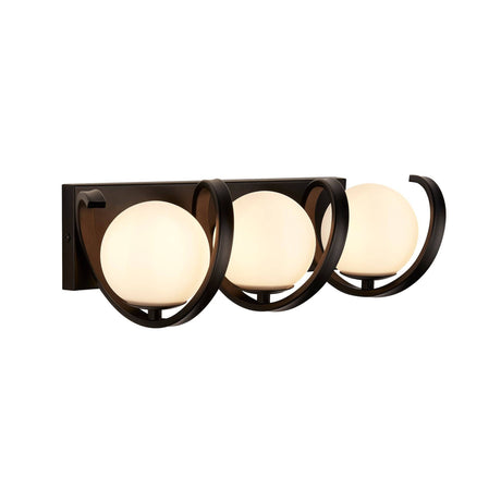 Twister 3Lt Wall Light - Black Metal & Opal - Comet Lighting