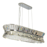 Uptown 10Lt Oval Pendant - Chrome Metal & Clear Crystal - Comet Lighting