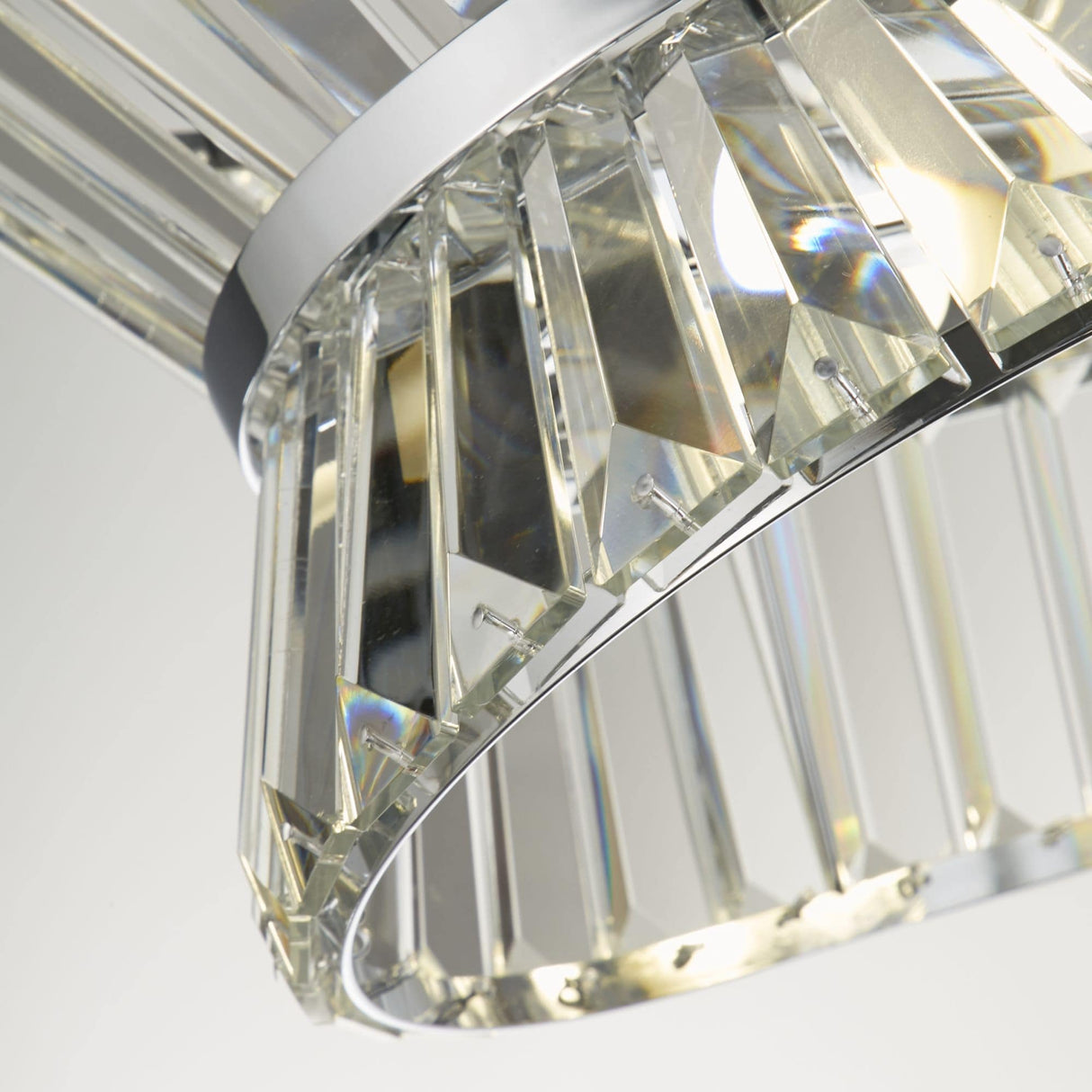 Uptown 10Lt Oval Pendant - Chrome Metal & Clear Crystal - Comet Lighting