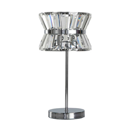 Uptown 2Lt Table Lamp - Chrome Metal & Clear Crystal - Comet Lighting