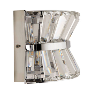 Uptown 2Lt Wall Light - Chrome Metal & Clear Crystal - Comet Lighting