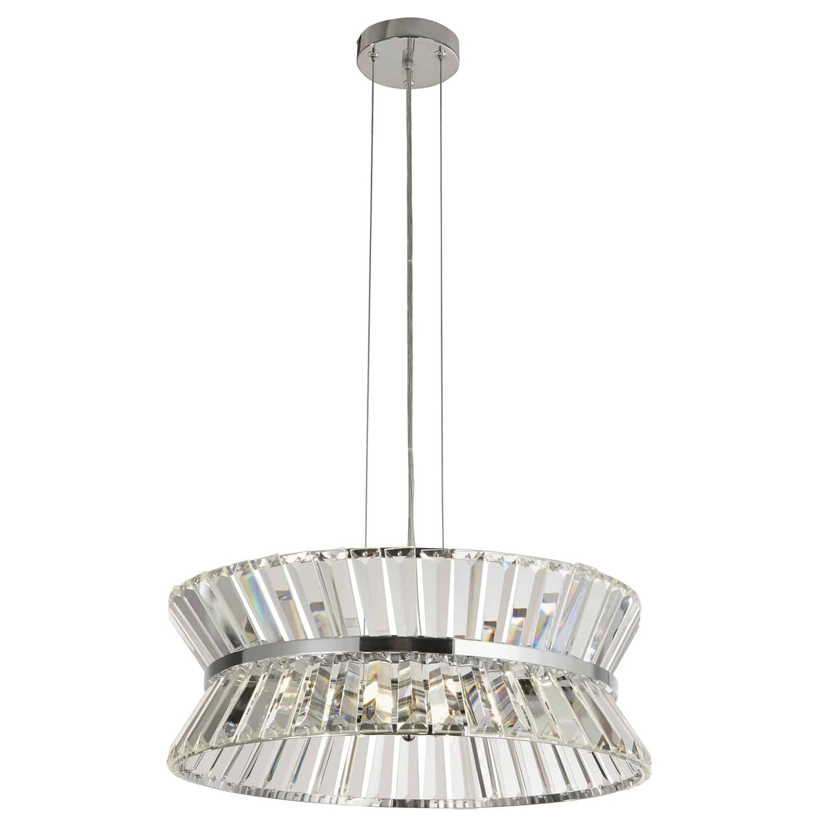 Uptown 7Lt Pendant/Semi-Flush - Chrome Metal & Clear Crystal - Comet Lighting