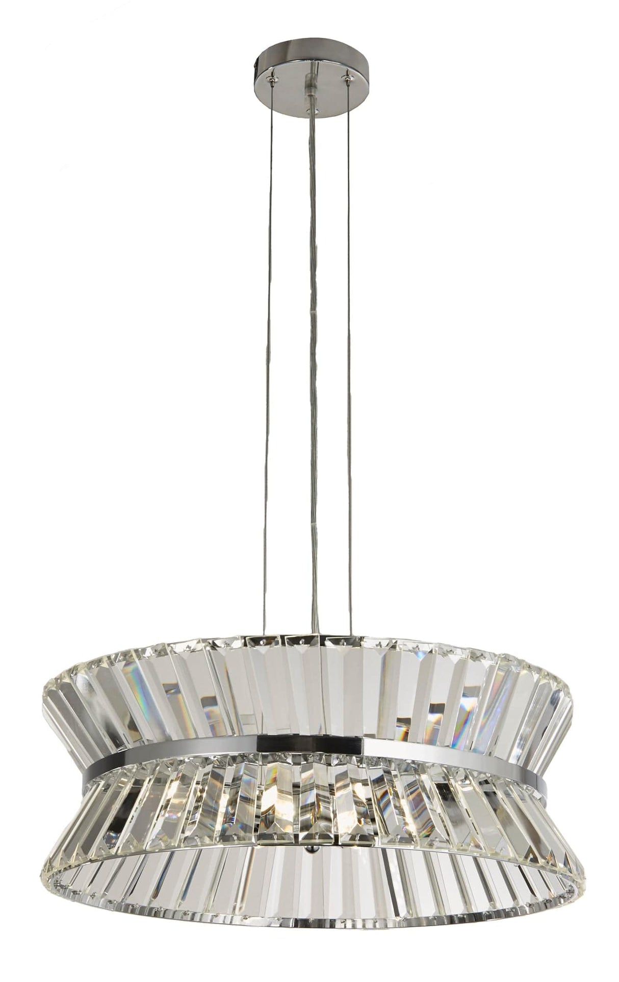 Uptown 7Lt Pendant/Semi-Flush - Chrome Metal & Clear Crystal - Comet Lighting