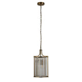 Victoria 2Lt Pendant - Antique Brass Metal & Clear Crystal - Comet Lighting