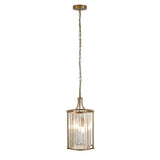 Victoria 2Lt Pendant - Antique Brass Metal & Clear Crystal - Comet Lighting