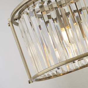 Victoria 5Lt Oval Pendant - Antique Brass & Clear Crystal - Comet Lighting