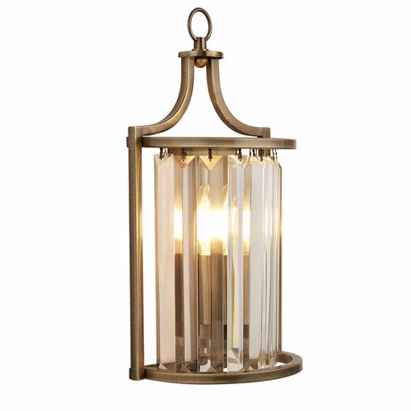 Victoria Wall Light - Antique Brass Metal & Clear Crystal - Comet Lighting