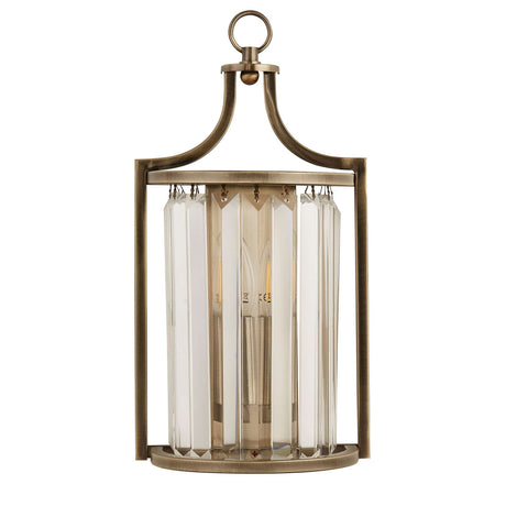 Victoria Wall Light - Antique Brass Metal & Clear Crystal - Comet Lighting