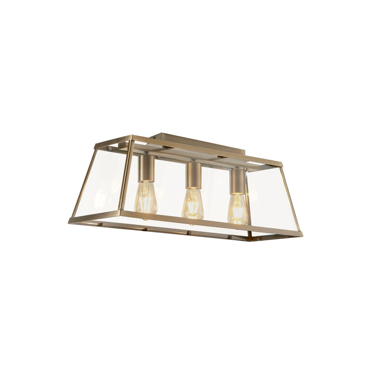 Voyager 3Lt Bar Pendant - Antique Brass Metal & Glass - Comet Lighting