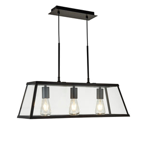 Voyager 3Lt Bar Pendant - Black Metal & Glass - Comet Lighting