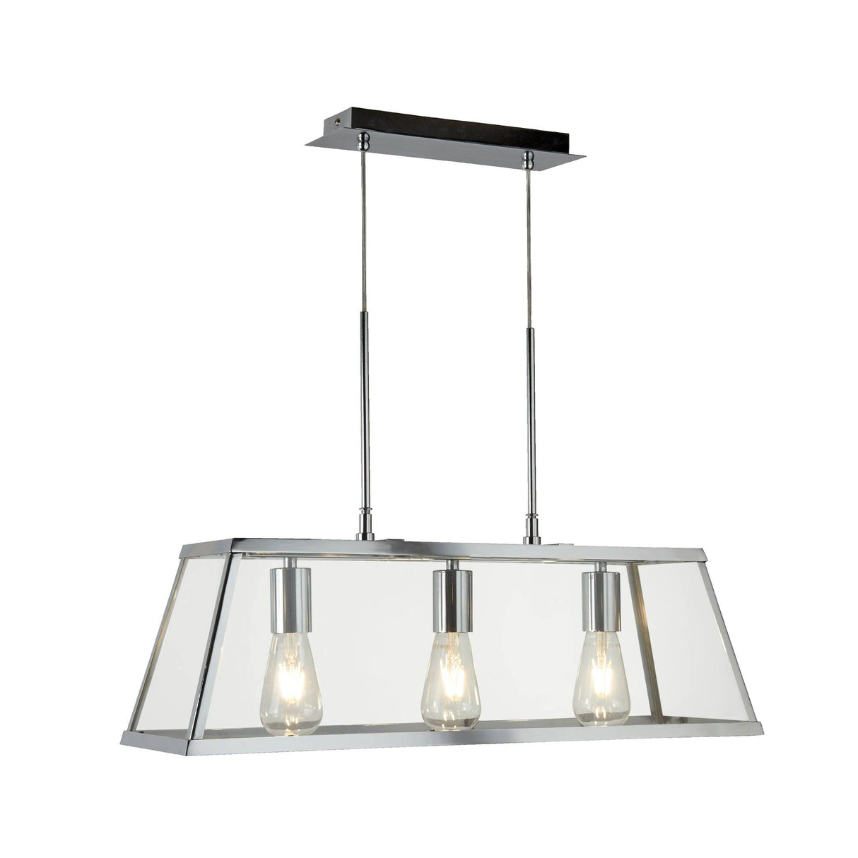 Voyager 3Lt Bar Pendant - Chrome Metal & Glass - Comet Lighting