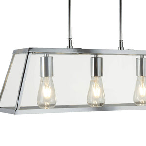 Voyager 3Lt Bar Pendant - Chrome Metal & Glass - Comet Lighting