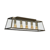 Voyager 5Lt Bar Pendant - Antique Brass Metal & Glass - Comet Lighting