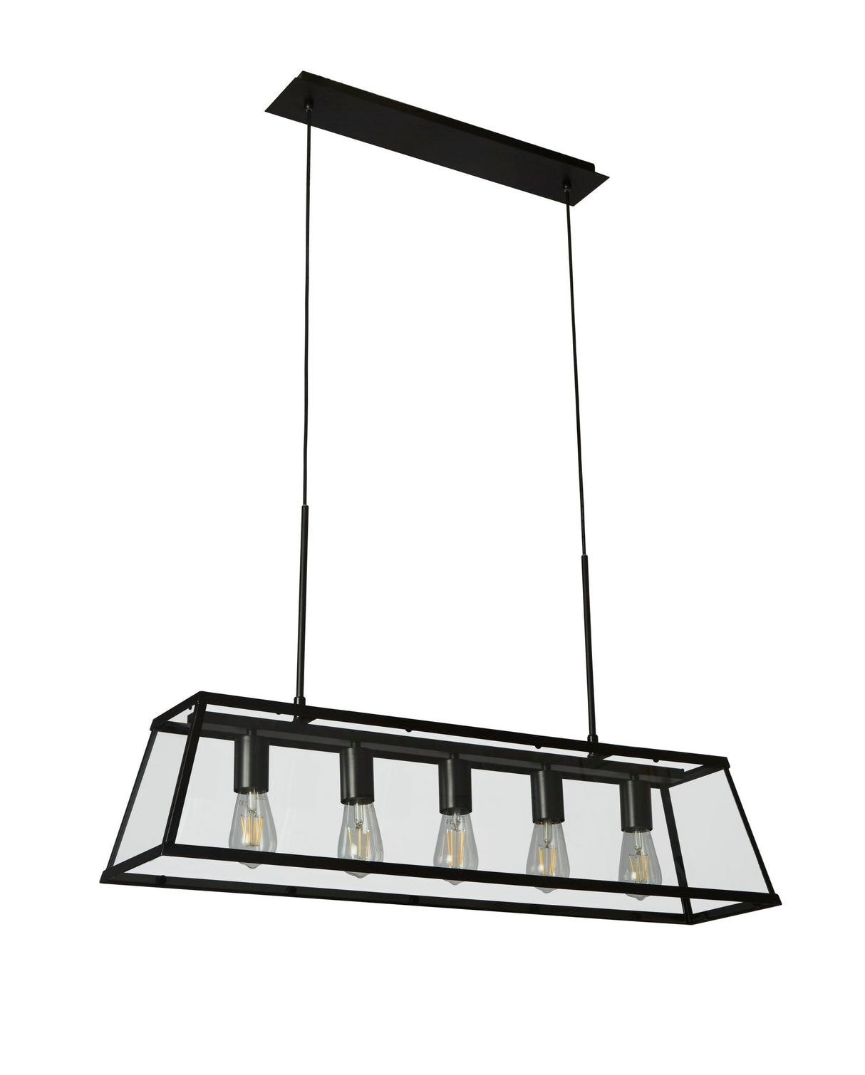 Voyager 5Lt Bar Pendant - Black Metal & Glass - Comet Lighting