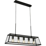 Voyager 5Lt Bar Pendant - Black Metal & Glass - Comet Lighting