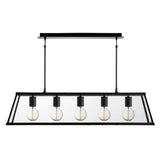 Voyager 5Lt Bar Pendant - Black Metal & Glass - Comet Lighting