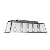 Voyager 5Lt Bar Pendant - Chrome Metal & Glass - Comet Lighting