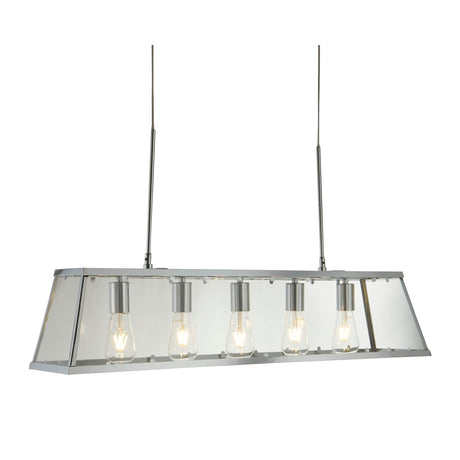 Voyager 5Lt Bar Pendant - Chrome Metal & Glass - Comet Lighting