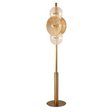 Wagon Wheel 6Lt Floor Lamp- Bronze Metal, Clear, Amber Glass - Comet Lighting