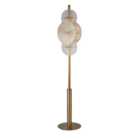 Wagon Wheel 6Lt Floor Lamp- Bronze Metal, Clear, Amber Glass - Comet Lighting