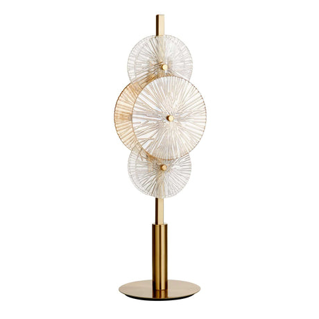 Wagon Wheel 6Lt Table Lamp- Bronze Metal, Clear, Amber Glass - Comet Lighting