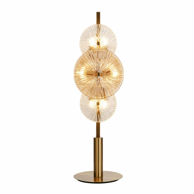 Wagon Wheel 6Lt Table Lamp- Bronze Metal, Clear, Amber Glass - Comet Lighting