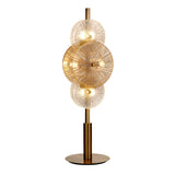 Wagon Wheel 6Lt Table Lamp- Bronze Metal, Clear, Amber Glass - Comet Lighting