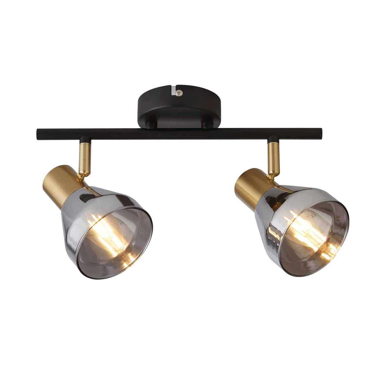 Westminster 2Lt Spot - Black, Satin Brass Metal & Smoked - Comet Lighting