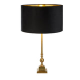 Whitby Table Lamp - Antique Brass Metal & Black Velvet Shade - Comet Lighting