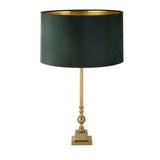 Whitby Table Lamp - Antique Brass Metal & Green Velvet Shade - Comet Lighting