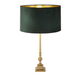 Whitby Table Lamp - Antique Brass Metal & Green Velvet Shade - Comet Lighting