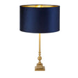 Whitby Table Lamp - Antique Brass Metal & Navy Velvet Shade - Comet Lighting