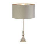 Whitby Table Lamp - Chrome Metal & Light Grey Velvet Shade - Comet Lighting