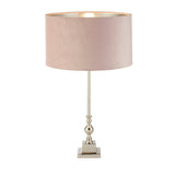 Whitby Table Lamp - Chrome Metal & Pink Velvet Shade - Comet Lighting