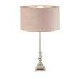 Whitby Table Lamp - Chrome Metal & Pink Velvet Shade - Comet Lighting