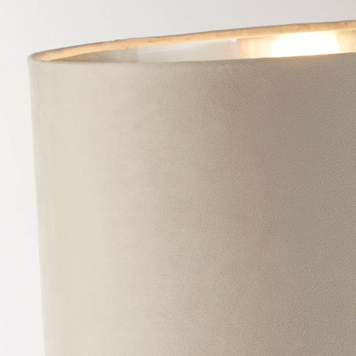 Whitby Table Lamp - Chrome Metal & Taupe Velvet Shade - Comet Lighting