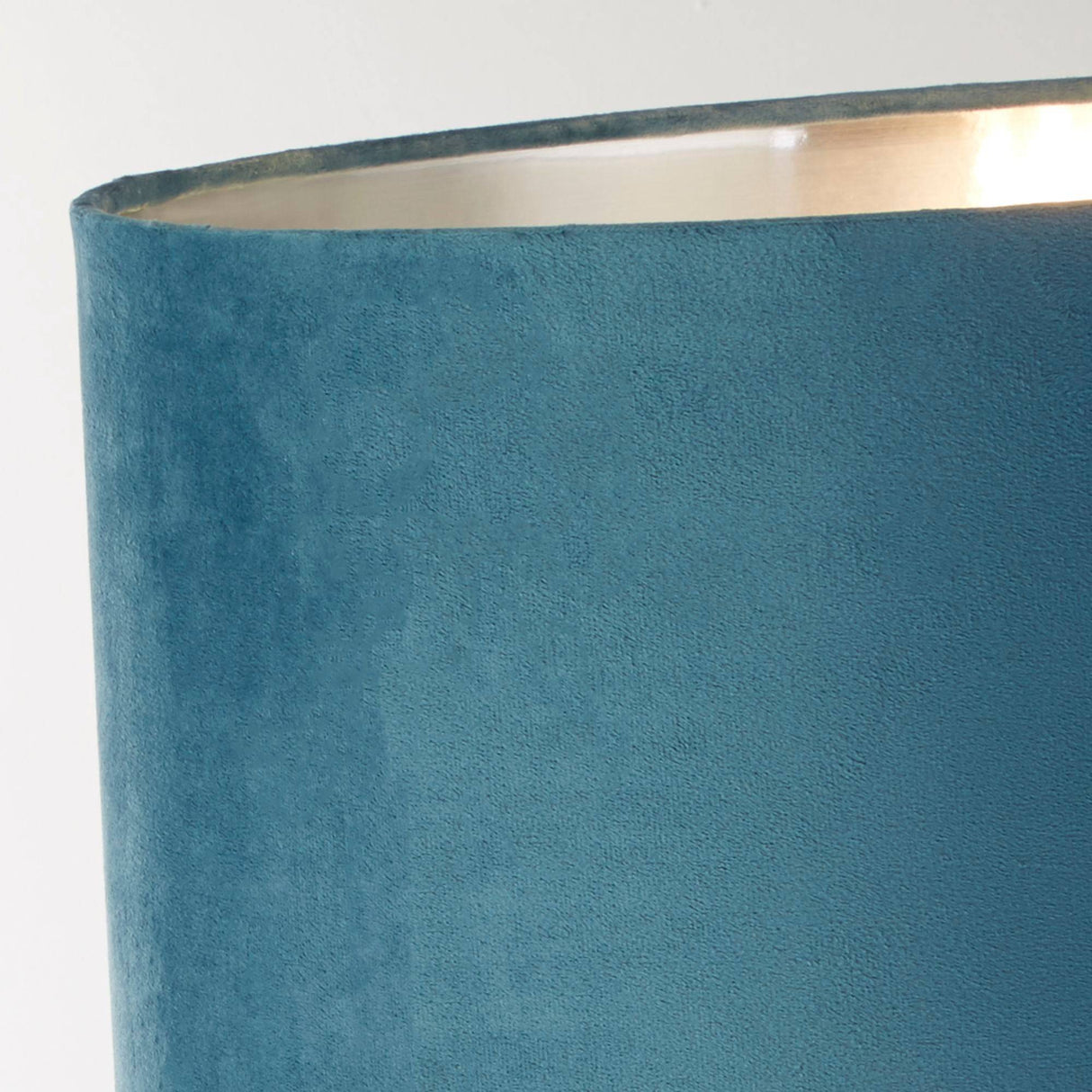 Whitby Table Lamp - Chrome Metal & Teal Velvet Shade - Comet Lighting