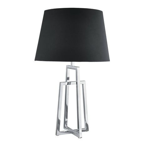 York Table Lamp - Chrome Base & Black Tapered Shade - Comet Lighting