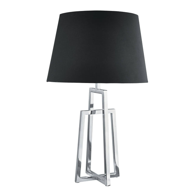 York Table Lamp - Chrome Base & Black Tapered Shade - Comet Lighting