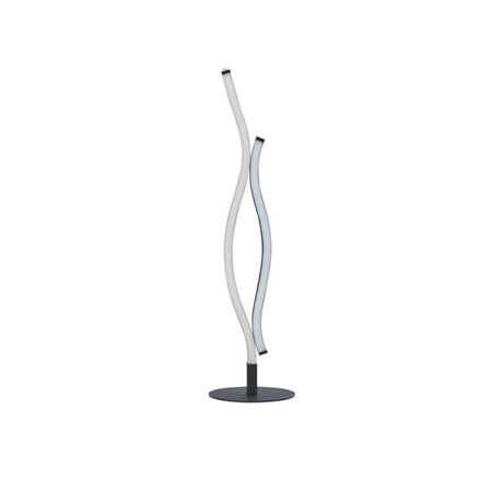 Bloom Swirl LED Table Lamp - Black Metal & Wood Effect