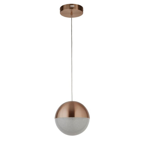 Marbles LED Pendant - Copper, Crushed Ice Shade - 25cm