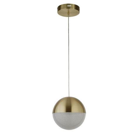 Marbles LED Pendant - Satin Brass, Crushed Ice Shade - 25cm