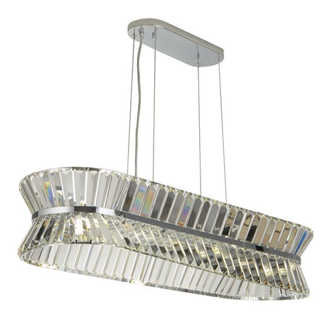 Uptown 10Lt Oval Pendant - Chrome Metal & Clear Crystal
